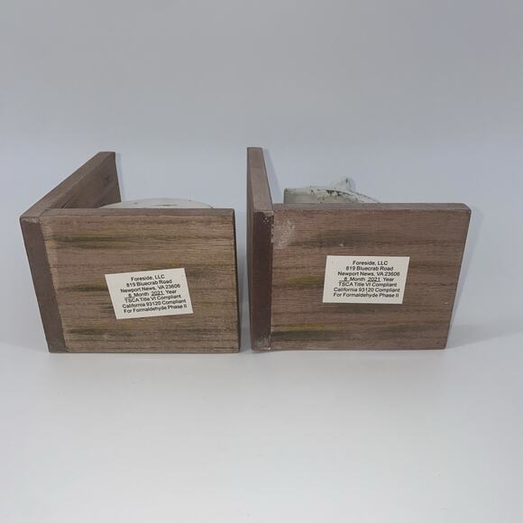 Farmhouse Rustic Painted Folk Art Wooden Whale Book Ends! Kids Room - Picture 5 of 5